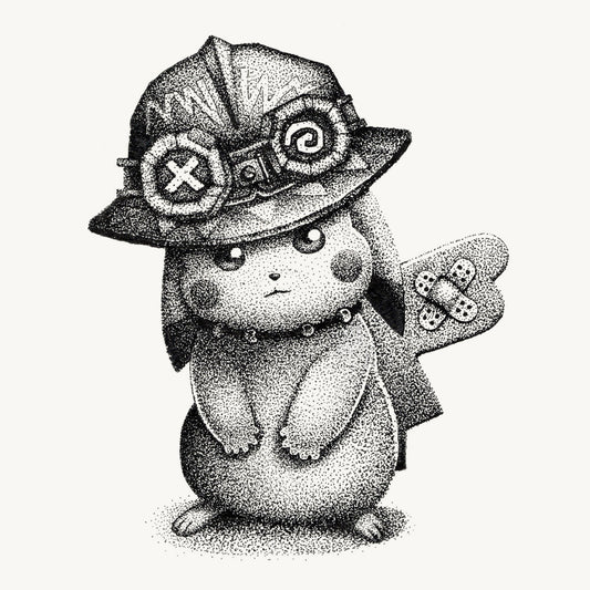 Pikachu + Isha  Unstable Icons  Limited Stippling Art Print